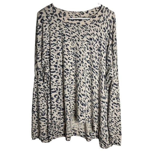 Kelly Renee Women Tunic Top Shirt XXL 20 Animal Print Cream Long Sleeve - Picture 1 of 10